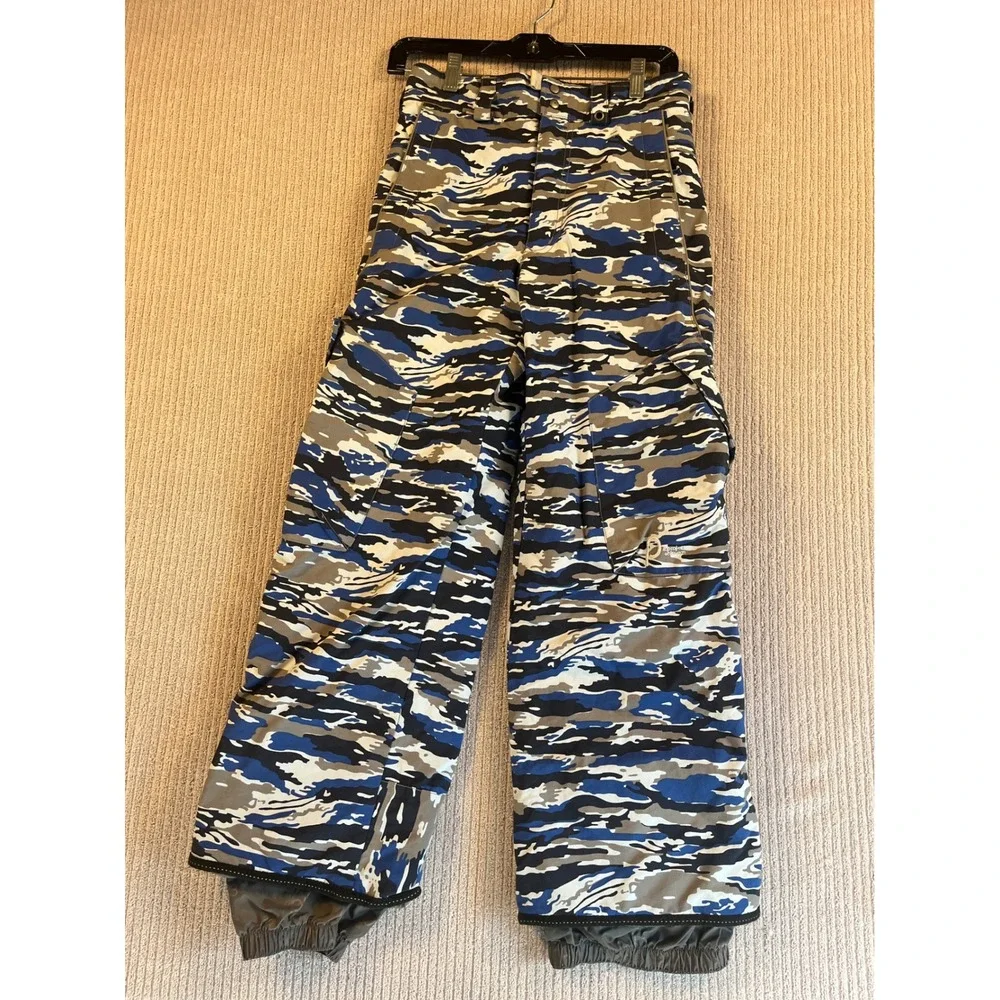 Burton Snow Pants Kids 14 16 L Boys Blue Camo Insulated Snowboarding Ski